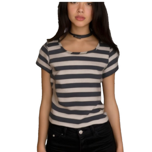 Alex stripped black white blouse size large